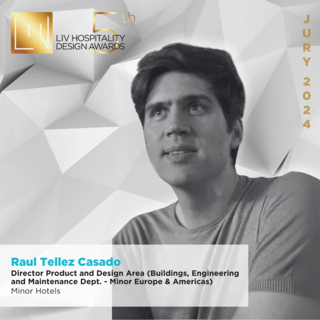 Meet the Jury: Raul Tellez Casado | Director Product and Design Area (Buildings, Engineering and Maintenance Dept. - Minor Europe & Americas) at @minorhotels 
⁠
Since 2007, Raul Tellez has been an architect specializing in sustainable architecture and hospitality design. After gaining international experience in the UK, Germany, and India, he now spearheads the architectural and interior design team at Minor Europe & Americas (formerly NH Hotel Group). ⁠
⁠
Raul combines creative vision with strategic insight to enhance the design philosophy across six renowned hotel brands: Anantara, Tivoli, Avani, NH, NH Collection, and nhow.⁠
⁠
Click the link in bio to learn more about Raul and this year's roster of jury members. ⁠
⁠
#livhospitalitydesignawards #livawards #hospitalityawards #design #designaward #meetthejury #jurymembers