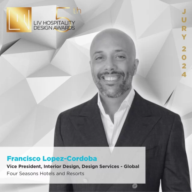 Meet the Jury: Francisco Lopez-Cordoba | Vice President, Interior Design, Design Services - Global at Four Seasons Hotels and Resorts⁠ @fourseasons 
⁠
Francisco Lopez-Cordoba has more than 24 years of experience in architecture and interior design, specialising in luxury hospitality and residential projects.⁠
⁠
As a key member of the Design Services team at Four Seasons Hotels and Resorts, he leads regional Interior Design teams to deliver exceptional designs across the board. Francisco also collaborates with Operations and Capital Planning to define renovation scopes and enhance properties worldwide.⁠
⁠
Click the link in bio to find out more about Francisco and this year's jury members. ⁠
⁠
#livhospitalitydesignawards #livawards #hospitalityawards #design #designaward #meetthejury #jurymembers