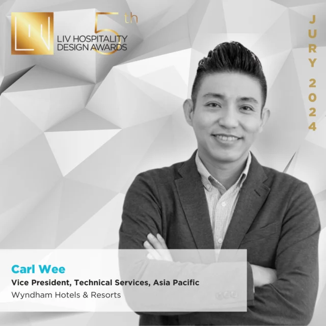 Meet the Jury: Carl Wee | Vice President, Technical Services, Asia Pacific at Wyndham Hotels & Resorts⁠
⁠
As Vice President of Technical Services at Wyndham Hotels & Resorts Asia Pacific, Carl Wee leads a team focused on architecture, interior design, and construction across 18 hotel brands. His combination of design expertise and business strategy has driven record growth in hotel openings over the past decade. ⁠
⁠
As a strong advocate for sustainability and technology in hospitality, Carl believes that incorporating efficient green construction with data-driven design enhances guest experiences while promoting environmental responsibility.⁠
⁠
Click the link in bio to find out more about Carl and this year's jury members. ⁠
⁠
#livhospitalitydesignawards #livawards #hospitalityawards #design #designaward #meetthejury #jurymembers