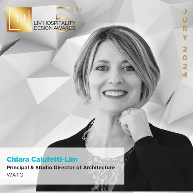 Meet the Jury: Chiara Calufetti-Lim | Principal & Studio Director of Architecture at WATG⁠ @watgdesigns 
⁠
Having worked in Europe, the USA, the Middle East, and Asia, Chiara Calufetti-Lim is an experienced architect with a global portfolio. With a master’s degree from IUAV in Italy, she leads sustainability initiatives at WATG. She also became a LEED AP in 2006, earned BD+C accreditation, and completed a Business Sustainability Management course at the University of Cambridge.⁠
⁠
Today, Chiara continues to collaborate with some of the world’s most notable clients including Sofitel Nusa Dua Beach Resort, Red Sea, Umana Bali, LXR Hotels & Resorts, and Banyan Tree at Hann Lux. ⁠
⁠
Click the link in bio to find out more about Chiara and this year's jury members. ⁠
⁠
#livhospitalitydesignawards #livawards #hospitalityawards #design #designaward #meetthejury #jurymembers